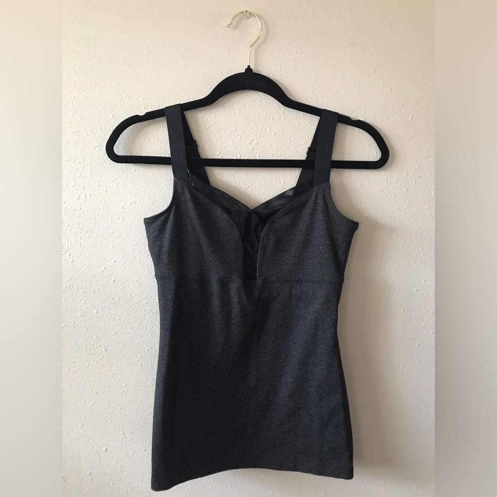 Beyond Yoga Criss-Cross Tank Gray/Black XS